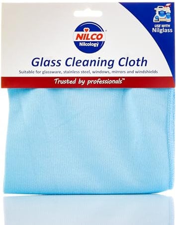 Nilco Professional Glass Cleaning Cloth, Streak-Free, Lint-Free Microfibre Cloth for Crystal Clear Shine on Windows, Mirrors & Glass Surfaces