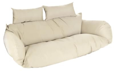 HOME DELUXE Polyrattan Hängesessel Kissen Twin - Creme 105 x 41 x 45 cm inklusive Sitz-, und Rückenkissen, UV-beständig | Hängestul, Hängesitz