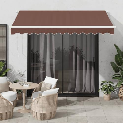Hoodmeel Markise Elektrisch 3x2.5 m Gelenkarmmarkise Elektrische mit Fernbedienung Markise Automatisch Klemmmarkise Balkonmarkise Sonnenmarkise-Braun und weiß-300 x 250 cm
