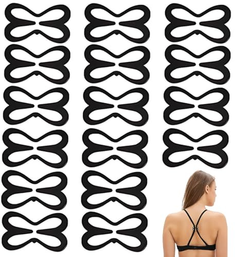 GILWUMO 16 Stück BH-Träger clips, Schmetterlings-BH-Träger fixier clips, Unsichtbare Antirutsch-BH-Rücken clips, Passend für Alle Körbchengrößen.
