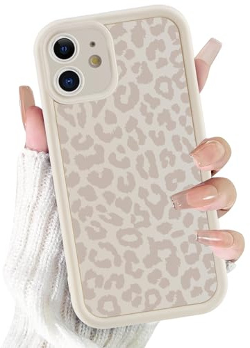 Foonary Cute Cheetah Print Phone Case for iPhone 11 6.1, Aesthetic Luxury White Leopard Pattern Design Cover Shockproof Soft Slim TPU Full Camera Lens Protective Funda for Women Girls