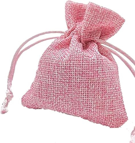 PuntoCasaStore Sacchetto Juta 10x13 cm portaconfetti bomboniera Matrimonio Laurea Comunione Nascita Elegante Resistente Confezione Regalo Decorazione Shabby Chic Cerimonia cerimoniale (Rosa, 30 PZ)