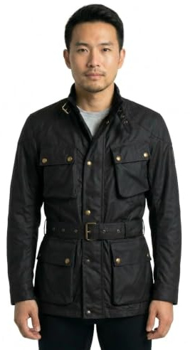 Belstaff Trialmaster Veste de cire de moto, schwarz, 3XL