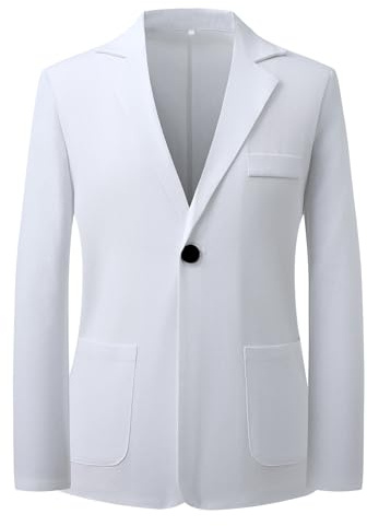 YFFUSHI Blazer Homme en Lin 1 Bouton Revers Cran Veste de Sport Légère décontractée en Couleur Unie
