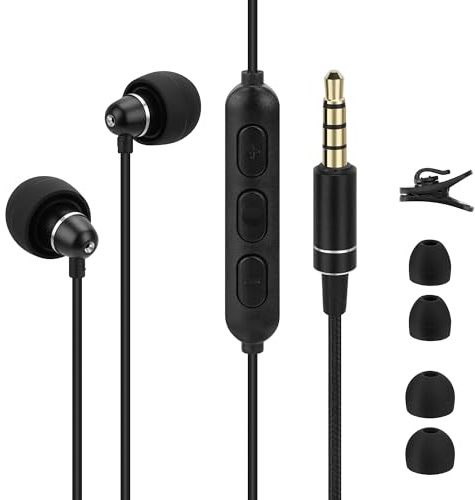 Geekria Auricolari da Letto per Chi Dorme di Fianco, Auricolari Cablate con Isolamento del Rumore e Microfono + Controllo Volume, Ultra Mini Leggeri in Alluminio, Jack 3,5 mm per ASMR, Rumore