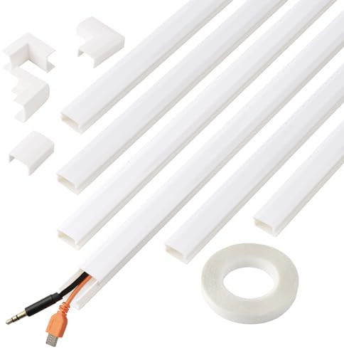 4M Kabelkanal Weiß, Kabelschacht, Kabel Verstecken, Für Aufgeräumte Kabelmanagement an Wand, TV, Büro, Wohnzimmer & Haushalt