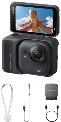 Insta360 GO Ultra Nachtschwarz - freihändige 4K Mini-Cam, leicht & mobil, top bei wenig Licht, überall anbringbar, FlowState-Stabilisierung, 200 Min Akku, 10 m wasserdicht