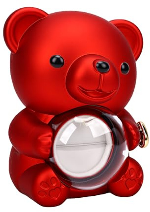 Cocoarm Scatola Portagioie con Ciondolo a Forma di Orso, Scatola Regalo Portagioie Girevole con Rosa di Sapone per Collana Anello Orecchini, Regalo per Moglie Madre Fidanzata