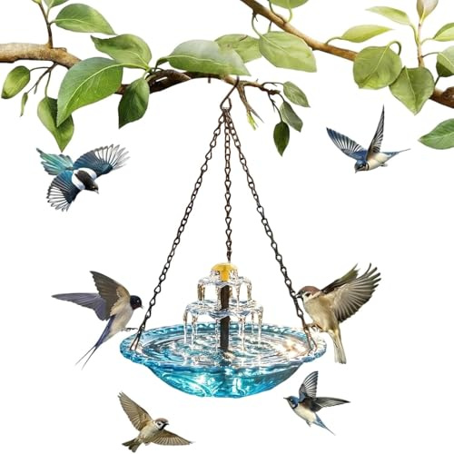 Fontaine De Bain d'oiseaux Suspendue en Cascade Solaire Fonction À Énergie Solaire Bain d'oiseaux De Fontaine Extérieure Jardin Décoratif Solars Water Feature Bains Oiseaux