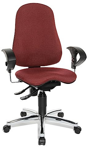 Topstar SI59UG27, Sitness 10 ergonomischer Bürostuhl, Schreibtischstuhl, inkl. höhenverstellbaren Armlehnen, Bezugsstoff bordeaux / rot