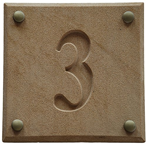 NATURAL SANDSTONE SQUARE HOUSE DOOR NUMBER 6 x 6 DEEPLY ENGRAVED NATURAL STONE SURFACE SIGN PLAQUE HOUSE WARMING GIFT