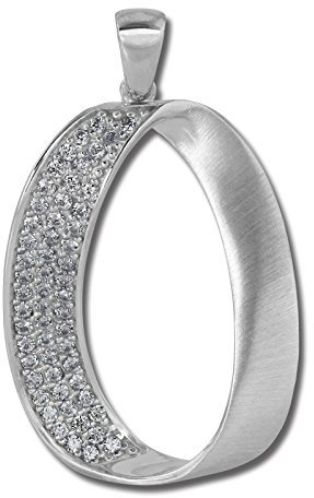 SilberDream Ketten-Anhänger Oval Zirkonia 925er Sterling Silber matt SDH401W