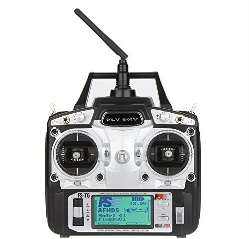 GoolRC Original Flysky FS-T6 High Precision 2.4GHz 6CH Mode 2 Transmitter W/Receiver R6-B for RC Multirotor Quadcopter Helicopter Airplane Glider Car