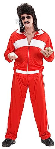 W WIDMANN MILANO Party Fashion - Costume années 80 Survêtement, Rouge, Jogging, Style rétro, Bad Taste Party, Mardi gras