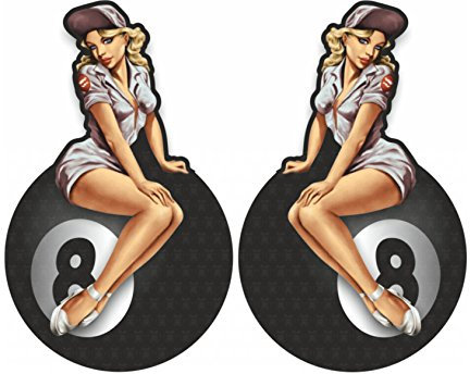 cut-it folientechnik & design MG310 / 2X 8 Ball Aufkleber je 6x3,5cm Eightball Billiard Kugel Old School Hot Rod Tuning Vintage Retro Pinup Girl