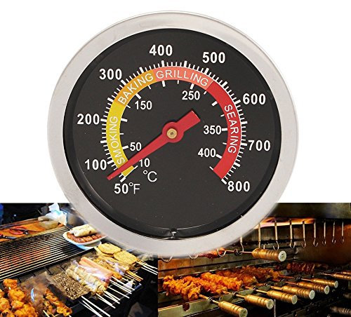 Livecity Grillthermometer, 50 - 400 °C, Edelstahl, BBQ Temperatur-Messwerkzeug, edelstahl, Schwarz , Mini