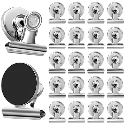 VNDUEEY 20 Pack Fridge Magnets Refrigerator Magnets, Strong Magnetic Clips Heavy Duty, Magnet Clips for Whiteboard, Magnets for Fridge Locker Office Accessories (Silver)