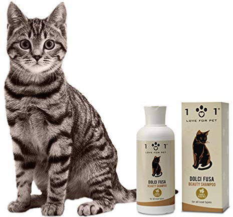 101 love for pet Shampoo Dolci Fusa per Gatti, 250ml - Arricchito con Ingredienti di Origine Vegetale e Naturale - Svolge un'azione Anti-Annodante ed Elimina Lo Sporco - Adatto a Tutti I Tipi di Pelo