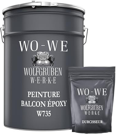 WO-WE Peinture résine époxy balcon et terrasse W735 sol en béton - BLEU gentiane 2,5kg