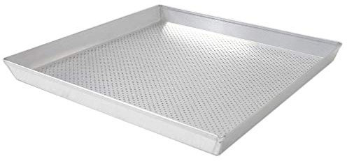 GIEMME Perforiertes Backblech aus lebensmittelechtem Aluminium 37x37 cm – Kantenhöhe 3 cm – Stapelbar, professionell & langlebig für Braten, Pizza, Hefebackwaren und Süßwaren
