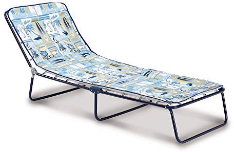 Beauty.Scouts 3-Bein-Liege Blair blau/D.1880 60x180x23cm Gartenliege Sonnenliege Polsterbezug faltbar Reisebett Campingbett hoher Liegekomfort modern stabil