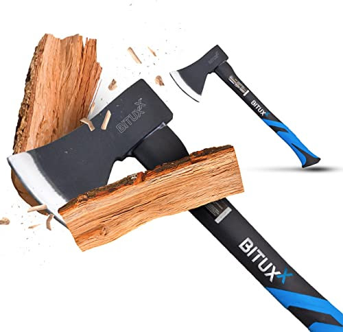 BITUXX Spaltaxt Spaltbeil Axt Beil Spalthammer Spaltkeil Fiberglas Forst Set - Die Perfekten Werkzeuge für Garten und Wald (Beil 1000g)