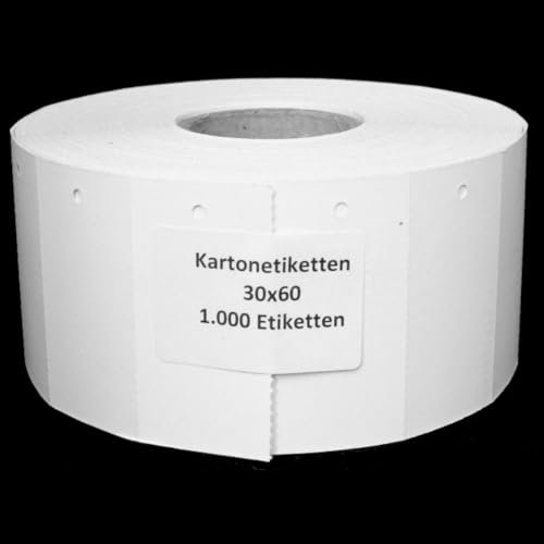1.000 Kartonetiketten auf Rolle 30x60mm weiß | PB-Onlinehandel