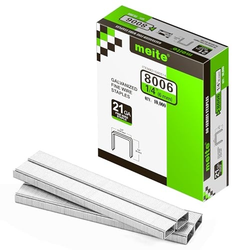 meite Type 80/6 mm Upholstery Staples for Staple Gun, Galvanised Staples for Carpet, Sofa Fabrics, Leather/Textile, Car Seating, Joinery (10,000 Counts)