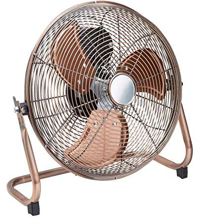 Retro Metall Ventilator / 3 Rotorblätter für optimale Luftzirkulation / 3 Luftstromgeschwindigkeiten/Ø: ca. 30 cm (Kupfer)