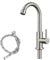 Cold Water Only Kitchen Faucet Brushed Nickel Single Handle 1 Hole 360 Degree Swivel Spout Deck Mount High Arc SUS304 Stainless Steel Sink Bar Tap Goose Neck with Hose(Drain Not Included)