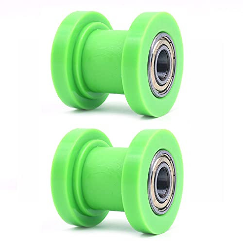 ANCLLO 2 piezas de rodillo de cadena tensor de polea universal, rodillo de cadena de 10 mm, polea guía deslizante, polea guía de nailon, rodamientos de alta resistencia, guía de rueda tensor (verde)