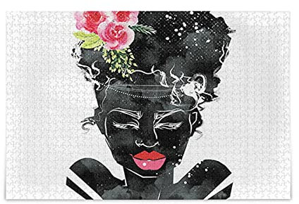 Schwarze Kunst Menschen Rosa Rose Puzzles 500 1000 Teile für Erwachsene Spielzeug Puzzle Spiel für Mädchen(Jedes Foto kann individuell angepasst Werden)
