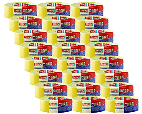 tesa 4662 Allzweck-Gewebeband - 24er-Pack - Gelb - 50 m x 48 mm | Klebstarkes Reparaturband zum Befestigen, Bündeln oder Verstärken - PE-beschichtetes Gewebe mit Naturkautschuk-Klebemasse