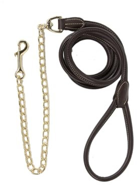 Kentucky Horsewear Führleine Leder mit Kette, Farbe:braun