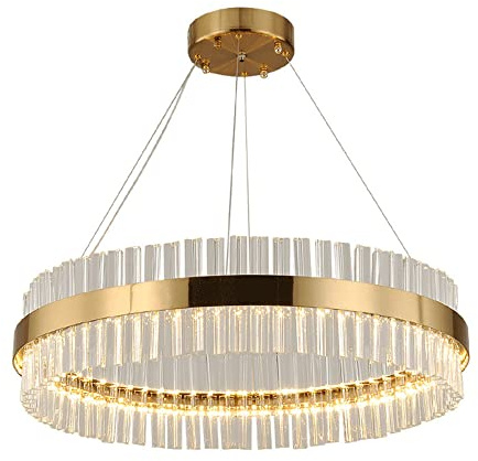 DZQWLL Kreis Kristall Hängelampe LED Ringleuchten Kreative Kronleuchter Schlafzimmer Dekoration Deckenleuchte Esszimmer, Wohnzimmer, Bar, Küche Pendelbeleuchtung