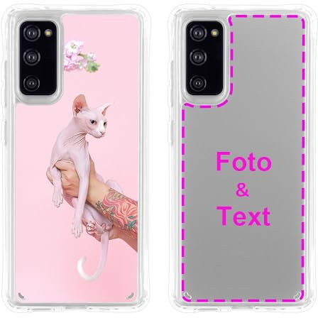 MXCUSTOM Personalisierte Handyhülle für Samsung Galaxy S20 FE, Benutzerdefiniert Hülle mit Eigenem Foto Bild Text Schutzhülle [Weicher Polsterstoßfänger + Harter Rückseite] (HIC-CR-P1)