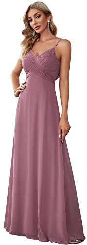 Ever-Pretty Vestiti da Sera Donna Lungo Scollo a V Senza Maniche Linea ad A Chiffon Senza Schienale Orchidea 42