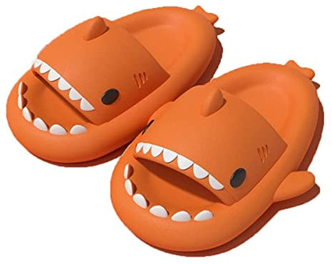 Pantoufles de Requin pour Femme Homme, 2022 AntidéRapante Chaussons Requin Adulte a Bout Ouvert Cloud Shark Slides Slippers à SéChage Rapide Claquettes de Bain Piscine Plage(Size:44-45EU,Color:orange)