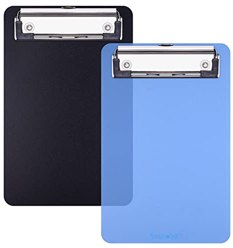 Wisdompro klemmbrett A6 2 Stück, Klemmbretter mit Clip 12 x 18.5 cm, Clipboard für Notizbuch, Quittung, Liste (Schwarz, Blau)