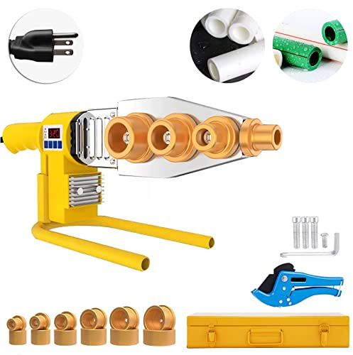 Plastic Pipe Welding Machine, 110V Plastic Water Pipe Welder with 0.79, 0.98, 1.3, 1.6, 2, 2.5in Die Head and Pipe Cutter, Socket Fusion Welder for PP, PP-R, PE, PP-C, 0-608℉