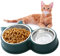 HUTVD Gamelle pour Chat, Gamelle Double pour Chat, Ensemble de Gamelles pour Chat en Acier Inoxydable, Gamelle Double pour Chat, Mangeoire et Abreuvoir pour Chiot （Vert）
