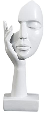Baoblaze Einfache kreative Frauen-Gesichts-Kunst-Statue-Denker-Dame-Skulptur-Abstrakter Charakter-Handwerks-Verzierung für, Weiß