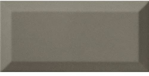 Glossy Bisel Grey Ceramic Brick Subway Metro Tile with Bevelled Edge 10x20cm Box