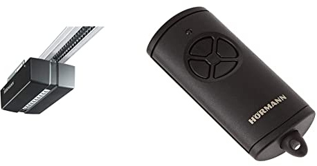 Hörmann Garagentorantrieb Pro Matic Serie 4, 4510293, schwarz & Handsender HSE4 mit 4 Tastenfunktionen, mit Öse für Schlüsselanhänger, BiSecur Funktechnologie, schwarz 4511736