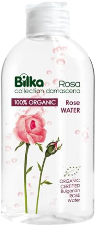 Bilka Collection Rosa Damascena Bio-Rosenwasser – 100% Reines, Bio-Zertifiziertes Bulgarisches Rosenwasser, Rosenhydrolat, Natürlicher Toner für Gesicht, Körper & Haar, 200 ml