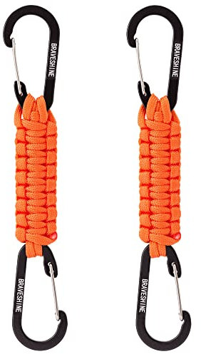 BRAVESHINE Keychain with Snap Hook Carabiner Clips, Paracord Keychain Carabiner Clips with Locking D Ring Hooks Hangers, Heavy Duty Lanyard Key Chain for Car Keys, Backpack, Tools, Men, Women