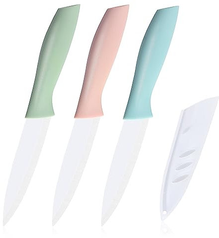 shoplease Chef Knives Set, 3 Piece Ceramic Knives, 4 inch Fruit Knife is Suitable for Most Vegetables, Fruits and Meats