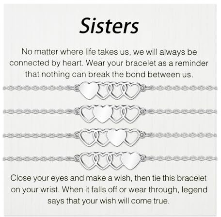 BOCHOI Schwestern Armband 4 Stück Silber Herz Gliederarmband Geschenk Für Schwester Freundschaftsgeschenk Für Mädchen Bff Bestie Bracciali per uomo e donna 83