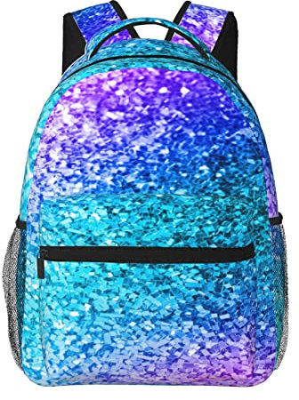 AABSTBFM Schwarz Und Gold Hintergrund Schule Rucksack Leichte College Rucksack Causal Reise Schultaschen Mit Reißverschluss Schule Daypack Für Mädchen Jungen, Glitzer-Pailletten., Einheitsgröße