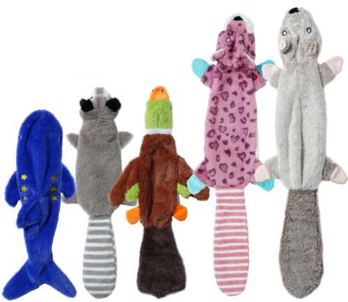 Nocciola 2-en-1 Juguetes para Perros de Tirón de Guerra para Botellas de Plástico con Tela Suave y Duradera, 2 Extra Largos y 3 de Longitud Regular Indestructibles para Perros Pequeños a Grandes